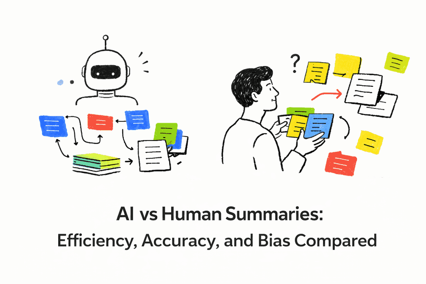 AI vs Human Summaries: Efficiency, Accuracy, and Bias Compared